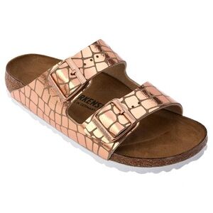 New Birkenstock Arizona Gator‎ Gleam Two-Strap Comfort Sanda